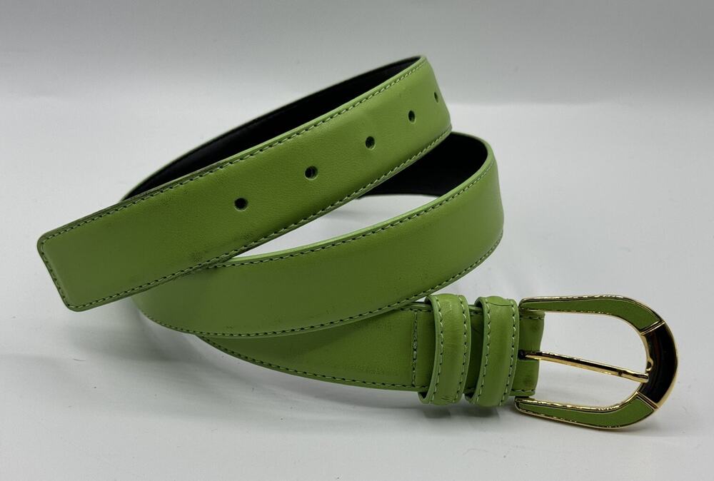 Vintage 90's Y2K Green Leather Dress Belt Sz 95 / 38 Industries Du Cuir France